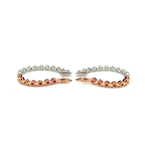 <b>Solid</b> Real Gold Plated 925 <b>Silver</b> Hoop Earrings with Diamond Bezel Setting Vintage For Unisex Party Wear - Product Image 1