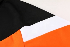 Men Orange Black Hooded <b>Tracksuit</b> Set Full Length Sweatshirt Pants Color Blocking Sporty Style Autumn Wear Breathable Polyester - Product Image 3