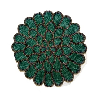 Handcrafted Glass Beaded Placemat Mat Pinwheel Bliss Placemat Design Placemat by Saro Lifestyle Shamrock Coquette Bow Placemat - Product Image 4