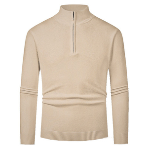 Custom Knitted <b>Sweater</b> Winter Half Zip <b>Sweater</b> Branded <b>Men's</b> Clothing Pullover Long Sleeve Knit Wear - Product Image 2