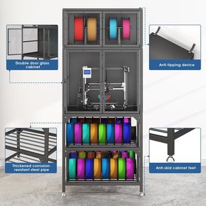 Armadio per Stampante 3D a Doppio Strato con Barra Portafilamento a T, Design Antirumore e Antipolvere, Supporto per Accessori per Stampante 3D - Product Image 6