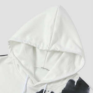 Sweat-shirt en molleton à capuche pour homme, blanc, tricoté, doublé, avec motif graphique, streetwear d'hiver - Product Image 5