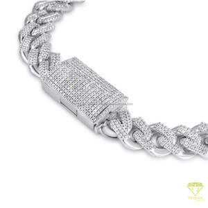 Bracelet unisexe en argent sterling 925 avec diamants Moissanite, maillons cubains, design Hip Hop entièrement serti - Product Image 3