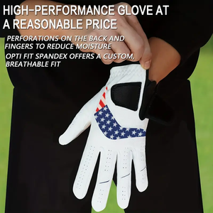 Guante de Golf Transpirable Antideslizante con Logotipo Personalizado, para Zurdos, con Bandera Americana, Guante Blanco de Cuero PU, Proveedores OEM, Venta al Por Mayor - Product Image 3