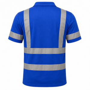 Camiseta Polo de Seguridad Reflectante Azul de Alta Visibilidad para Hombre, Manga Corta, Uniforme de Trabajo para Todas las Temporadas, Uso en Guardia, Material de Poliéster - Product Image 2