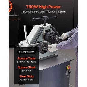 Curvatrice Elettrica a 3 Rulli da 750W con Interruttore a Pedale Reversibile per Tubi Orizzontali/Verticali - Product Image 6