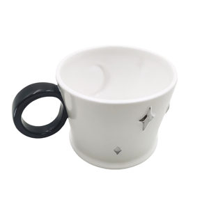 Taza de Café de Cerámica con Diseño 3D de Luna y Estrella en Relieve, con Asa Negra, Personalizable al por Mayor - Product Image 4