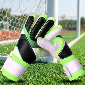 Green Unisex PU Goalkeeper Gloves Full Finger Non Slip Palm Adjustable Wrist Strap Hook Loop Closure <b>Soccer</b> Football Training - Product Image 6