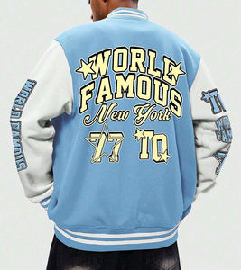 Blouson universitaire unisexe personnalisé 2026 en toile vintage style urbain, col montant, coupe large coupe-vent, design décontracté pour l'hiver - Product Image 4