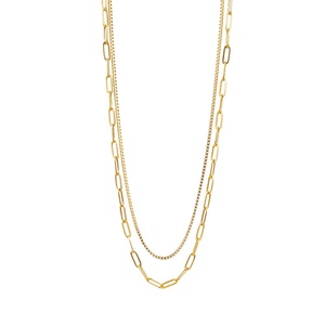 18K Gold Plated Trendy Unisex Customizable Charm Layered Snake <b>Chain</b> Paperclip Necklace for Wedding Engagement Party Gift - Product Image 1