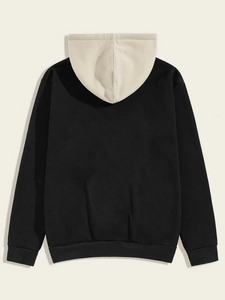 Sudadera con Capucha Negra para Hombre, de Forro Polar, Manga Larga, Corte Regular, Informal, para Invierno, Color Sólido, con Bolsillos, Impermeable - Product Image 2