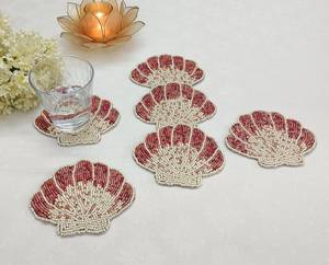 Set of Handmade Beaded Polyester/cotton Floral coaster for Home Use Eco-friendly - Product Image 3