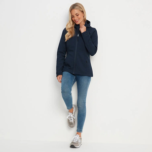 Women's Best Selling Navy Hooded Fleece <b>Jacket</b> Full Sleeve Zipper Closure Windproof Autumn Wear Breathable - Product Image 2