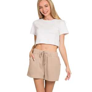 Conjunto de sudaderas y pantalones cortos de lana de manga larga ASH MOCHA para mujer de Zenana, talla S - Product Image 3