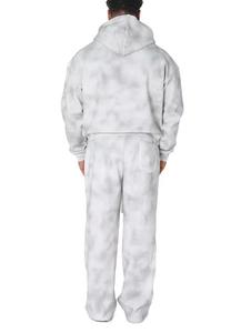 Men's <b>Tie</b> <b>Dye</b> Hooded Tracksuit <b>Set</b> Full Zip Sweatshirt and Sweatpants Casual Loose Fit 100% Cotton Gradient Color - Product Image 2