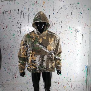 SAMI Hooded Half Zip Winter <b>Jacket</b> 100% Cotton Digital Printing Velour Fabric - Product Image 5