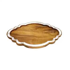 Plato de madera con incrustaciones de nácar de diseño único, moderno y decorativo, último diseño de plato para servir a un precio asequible. - Product Image 1