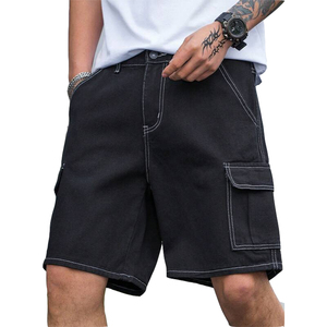 Shorts amples pour hommes en polaire polyester/coton à séchage rapide, taille mi-haute avec cordon de serrage, style streetwear personnalisé - Product Image 1