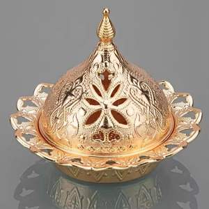 Arabic Bakhoor Incense Burner Gold Metal Mabkhara Oud Burner Islamic Home Decor Ramadan <b>Eid</b> <b>Gift</b> Incense Holder - Product Image 5