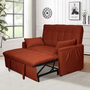 Divano Letto Convertibile Oversize 61 Pollici, Divanetto a 2 Posti con Tasche, Schienale Regolabile e Cuscini - Product Image 3