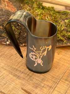 Mug en corne naturelle avec poignée - Mug de cuisine moderne pour bière, vin, café et thé - Écologique et personnalisable - Product Image 4