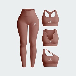 Uniforme de Fútbol para Mujer T-Stitch Lab, Leggings de Cintura Media, Sujetador Deportivo con Tirantes Ajustables, Color Sólido, Diseño de Bloques de Color, Tejido Acanalado Sin Costuras, Elasticidad en 4 Direcciones - Product Image 4