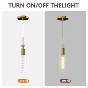 Lampade a Sospensione Moderne Dorate, Set da 3 con Paralume in Vetro Trasparente a Strisce, Luci Pendenti per Isola Cucina o Sala da Pranzo - Product Image 6