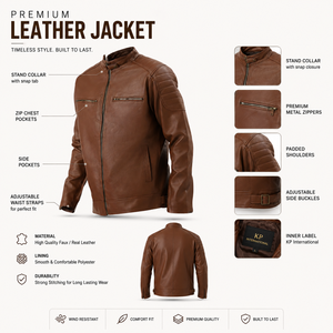 Premium Men's Brown Lambskin Leather <b>Jacket</b> Casual Zip-Up Fashion Outerwear Custom Logo Men's <b>Red</b> Leather <b>Jacket</b> Premium <b>Jacket</b> - Product Image 1