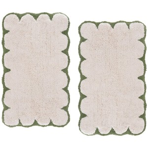 Tapis de bain classiques en chenille, rectangulaires, lot de 2, avec dos antidérapant en caoutchouc, épaisseur moyenne, couleur unie, pour usage domestique - Product Image 5