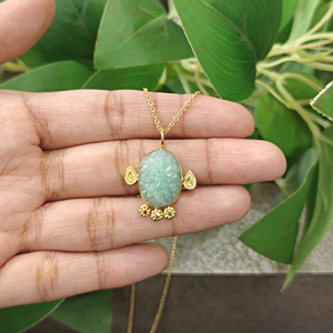 Collier tendance de haute qualité, pendentif minimaliste sculpté en amazonite naturelle plaqué or 18 carats, best-seller, à porter tous les jours - Product Image 3