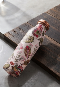 Bouteille d'eau en cuivre pur à imprimé floral, anti-fuite, pour la pratique de la yoga et de la remise en forme ayurvédique, gourde en métal - Product Image 5