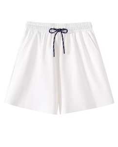 Womens White 2Piece Shorts Set Short Sleeve Polo Collar Loose Fit Casual Solid Color Breathable Oxford Cotton Spring Summer Wea - Product Image 5