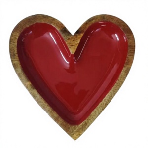 Checkered Hand-crafted Mango Wood Enamelled Heart Bowl Home & Kitchen Custom print Eco-friendly Tabletop Kitchen <b>Dinnerware</b> <b>sets</b> - Product Image 2