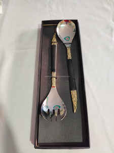 ชุดช้อนส้อมโลหะสไตล์อเมริกันสุดหรู งานฝีมือประณีต ผลิตจากสแตนเลส ทนทาน พกพาสะดวก เหมาะสำหรับงานเลี้ยง ดีไซน์ขัดเงาแบบกระจก - Product Image 2