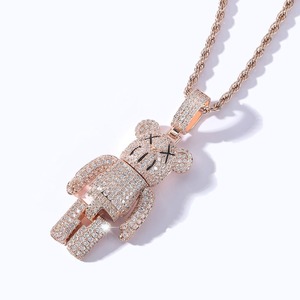 Collar con Colgante de Diamantes de Imitación con Diseño de Oso Pequeño, Estilo Hip Hop, para Hombre - Product Image 5