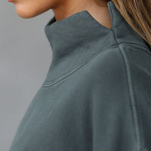 <b>Top</b> Trending 100% Cotton Oversized Side Slit <b>Mock</b> <b>Neck</b> Sweatshirts Long Sleeve Hip Hop Style Quick Dry Customized Logo Outwear - Product Image 2