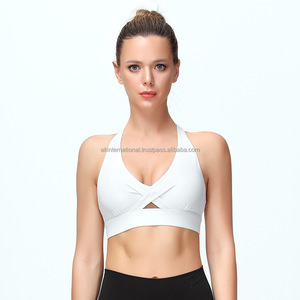 Wholesale High Support 100% Nylon <b>Cross</b> New Style Sports Bra with Crisscross Straps for Women Yoga & Running Summer Custom Logo - Product Image 5