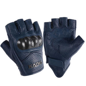 Guantes de Motocicleta de Cuero Genuino, Medios Dedos, con Protección de Pantalla Táctil, para Gimnasio, Ciclismo, Pesca, Transpirables, Resistentes al Viento, Anti-UV, con Hebilla - Product Image 4