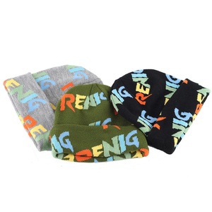 Hot Sale Cheap Beanie Cap Design Your Own Custom 100% Acrylic Sport Beanie Cap Wholesale Knitted Urban <b>Men</b> <b>Winter</b> <b>Hats</b> - Product Image 1