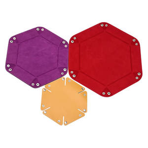 Boîte à dés pliable en cuir PU, plateau hexagonal pliable pour pièces de monnaie, plateau de rangement pour jeux de dés de bar - Product Image 2