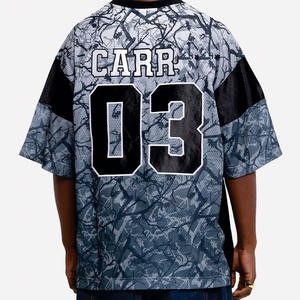 Maillot de football américain Y2K Streetwear pour homme avec empiècements en mesh, imprimé gris Woodland, coupe oversize, haut de sport personnalisé, service OEM USA - Product Image 3