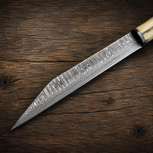 Custom Handmade Damascus Steel Fillet <b>Knife</b> Fixed Blade Fishing <b>Knife</b> with <b>Bone</b> <b>Handle</b> Genuine Leather Sheath Wholesale - Product Image 6