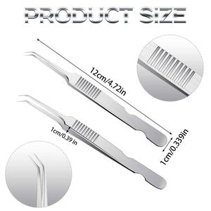 Pince à cils en acier inoxydable diamant rose Grip Cils Applicateur Pinzette Volume de haute qualité Pince à épiler - Product Image 2