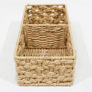 Cestas rectangulares de cuerda de papel de mimbre hechas a mano con dos compartimentos para la organización de la cocina y el hogar - Product Image 3