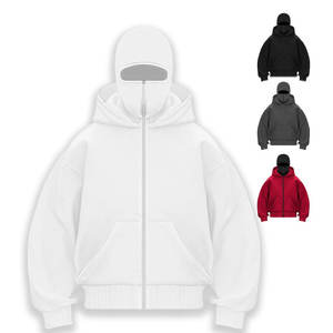 Sudadera con capucha y cremallera completa de hombro caído, lavado ácido, de peso pesado, estilo oversize retro, para venta al por mayor. - Product Image 2