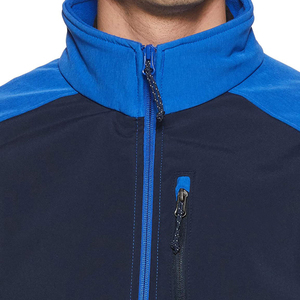 <b>Men's</b> <b>Blue</b> Color Blocking Fleece Jacket Stand Collar Zipper Closure Windproof Casual Outdoor Wear Autumn Season Regular Fit - Product Image 6
