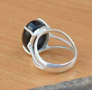 Black Onyx Prong <b>Ring</b> Handmade Gemstone <b>Ring</b> Sterling Silver Jewelry Minimalist <b>Statement</b> <b>Ring</b> - Product Image 4