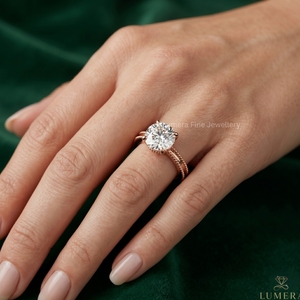Anillo de Compromiso con Diamante Cultivado en Laboratorio Certificado por IGI, Corte Brillante Redondo, Anillo Solitario de Oro de 9K, 10K, 14K, 18K, Anillo de Bodas para Mujer - Product Image 5