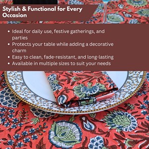 Indian Handmade Cotton <b>Table</b> Cloth Beautiful Hand Block Printed Cotton <b>Table</b> <b>Cover</b> for Wedding <b>Table</b> Cloth for Sale - Product Image 3