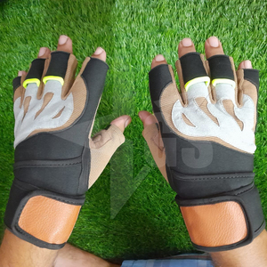 ถุงมือออกกำลังกายนีโอพรีนขายดี ป้องกันการลื่น สายรัดข้อมือปรับได้ ป้องกันรังสียูวี แบบครึ่งนิ้ว สำหรับยกน้ำหนักและออกกำลังกาย - Product Image 5